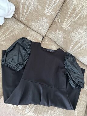 Vibe Black Puff Sleeve Peplum Dress